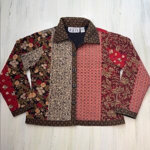 KEREN hart VTG Cotton Boho Multicolor Floral Quilted Patchwork Jacket Sz L
